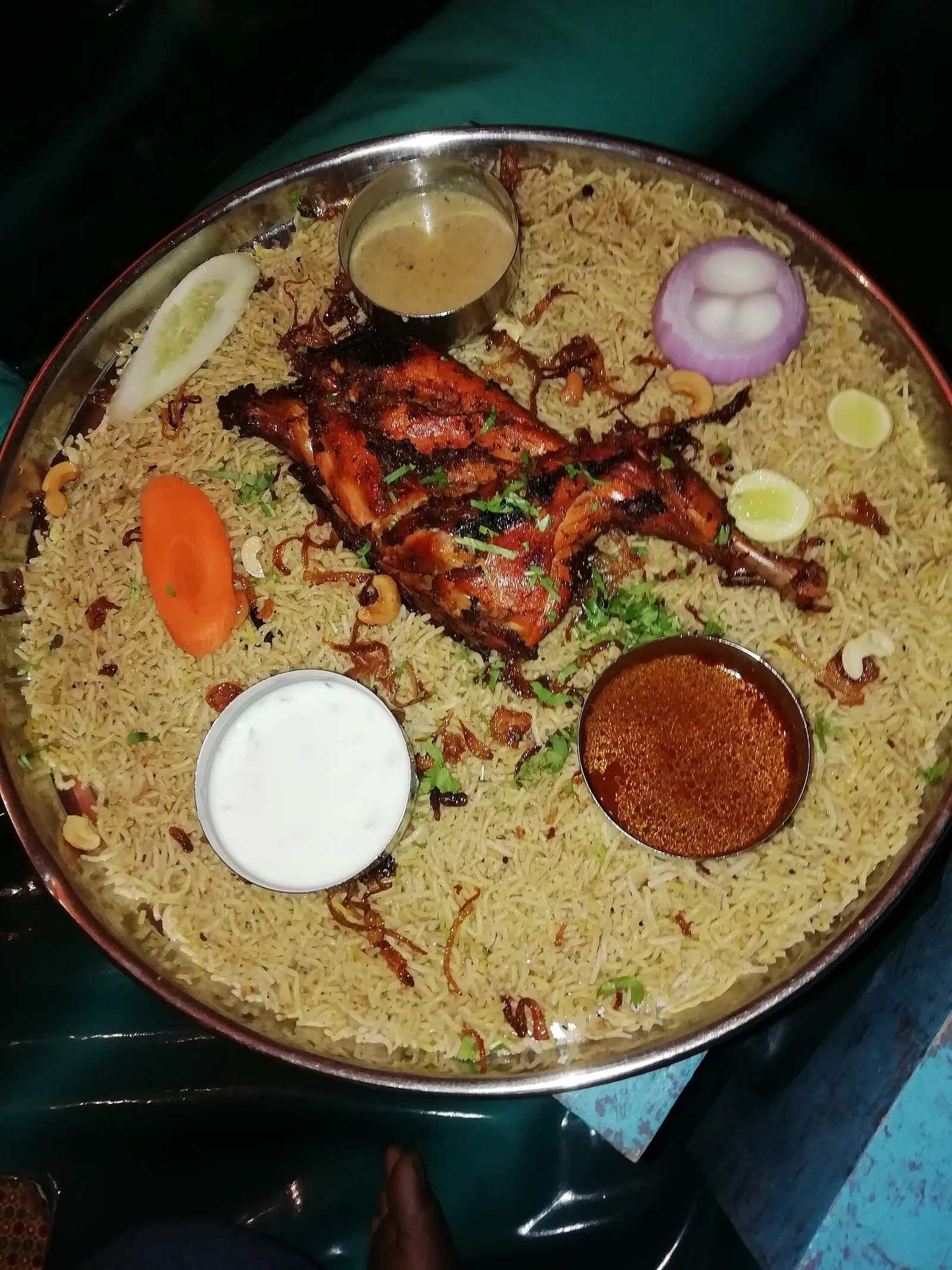 Chicken mandi with smoky saffron rice and roasted chicken