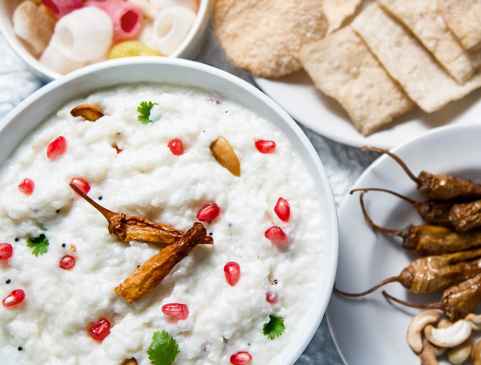 Curd rice with tempering of mustard seeds and curry leaves