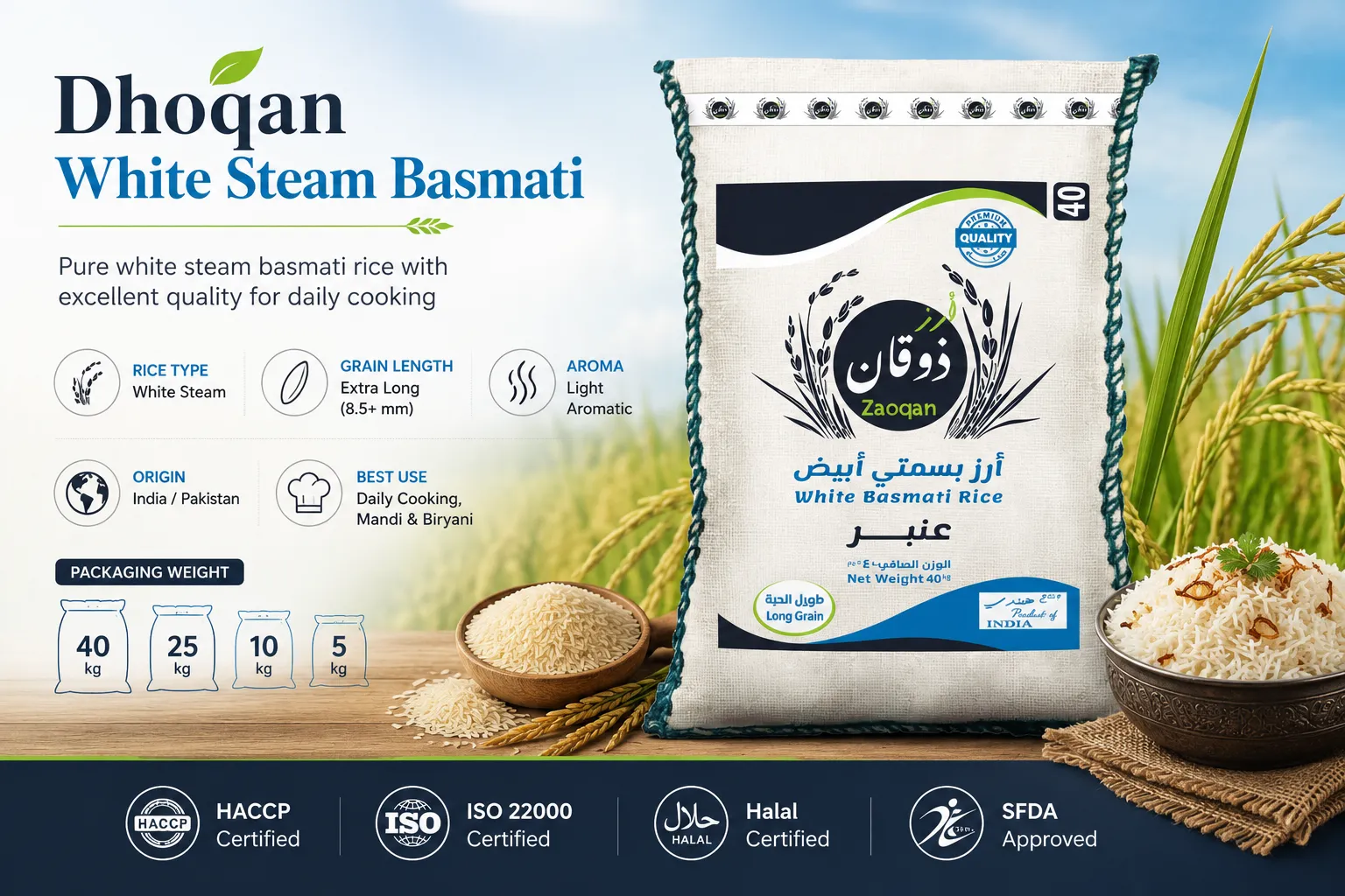 Dhoqan — White Steam Basmati Rice