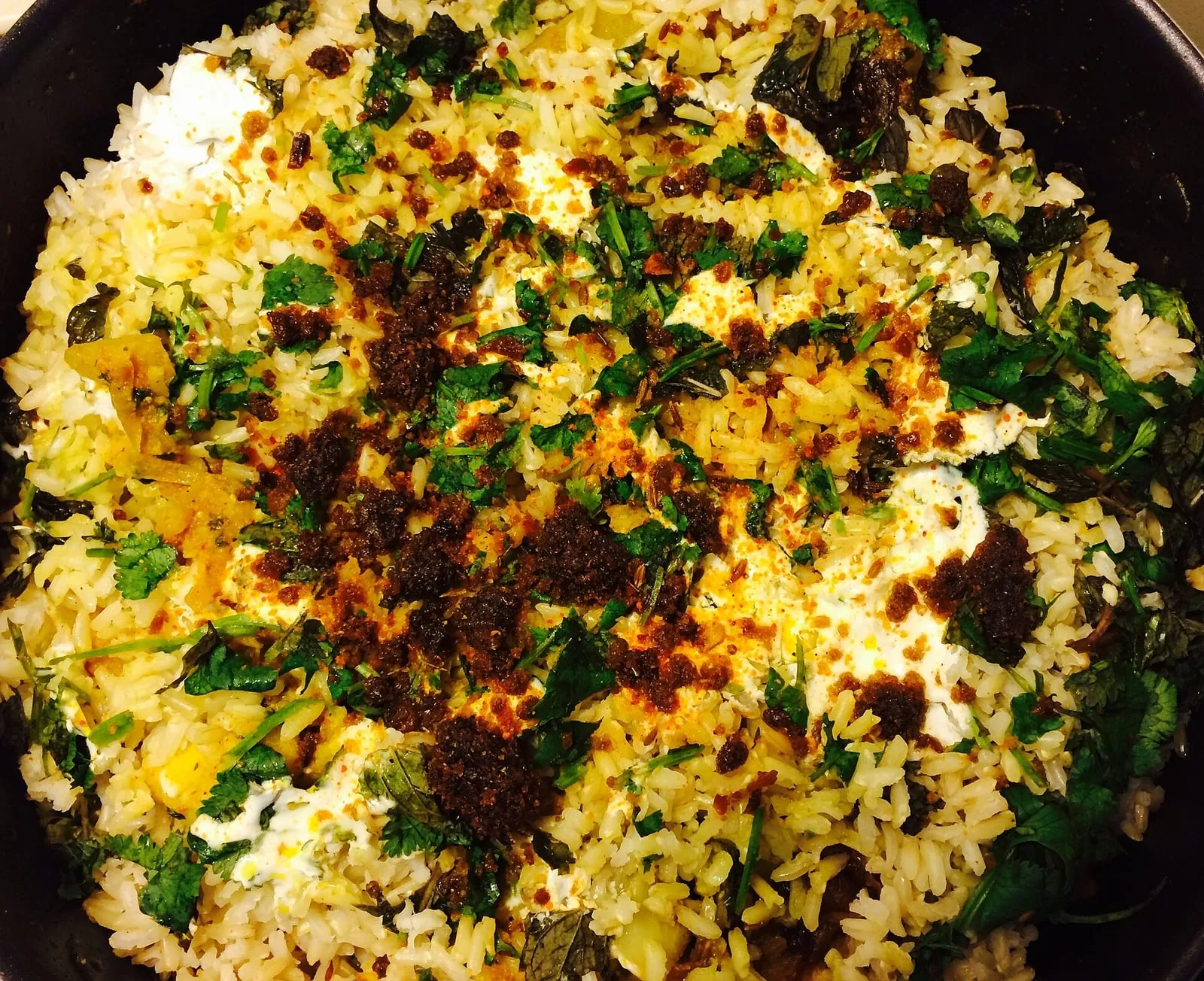 Colourful vegetable biryani with mixed vegetables and saffron rice